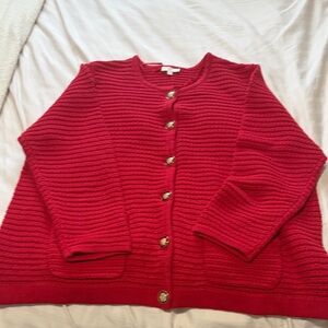 Elegant Red Button-Up Women's Cardigan